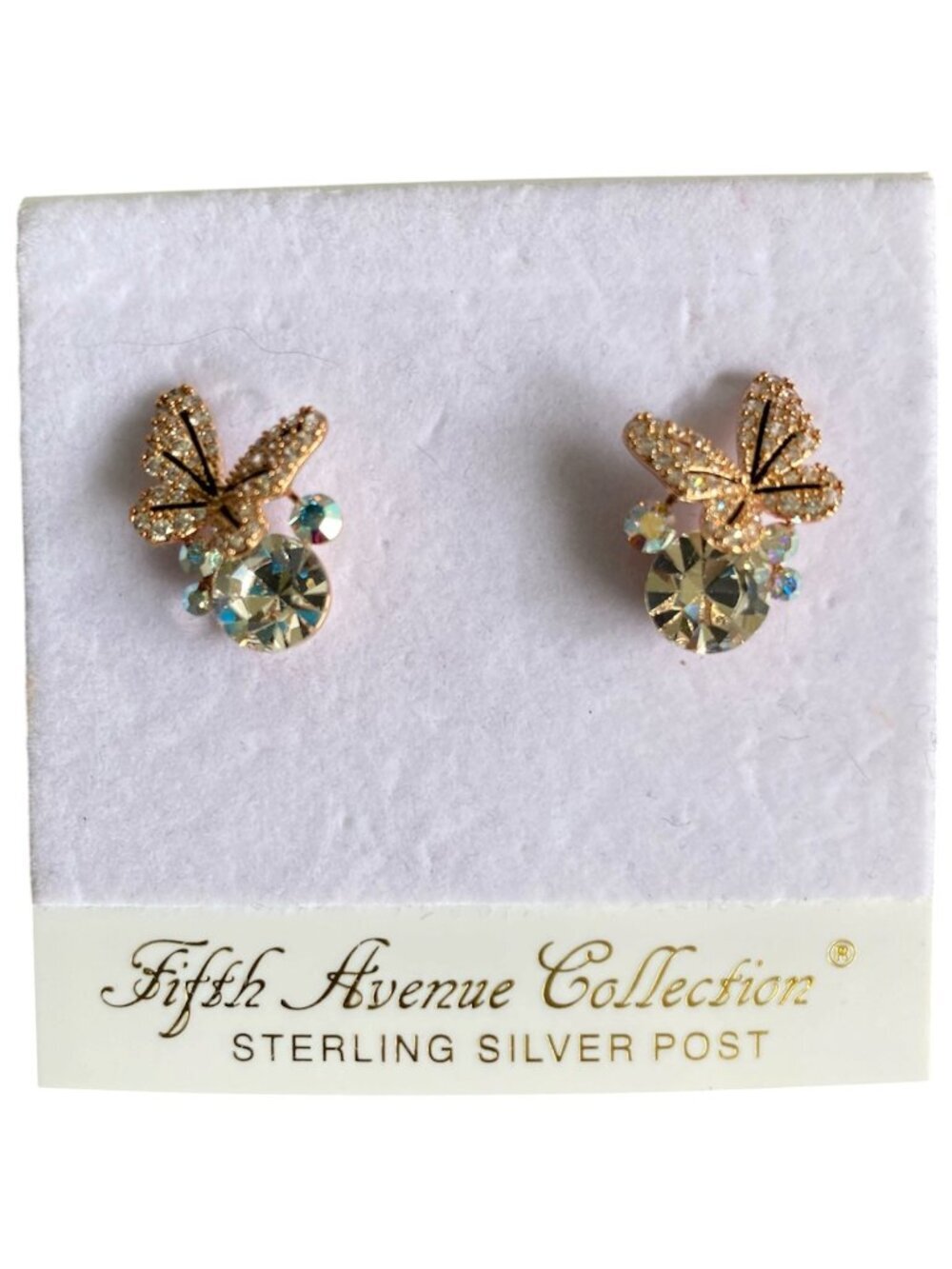 Fifth Avenue Collection Swarovski Butterfly Rose Gold Tone Sterling Earring Post